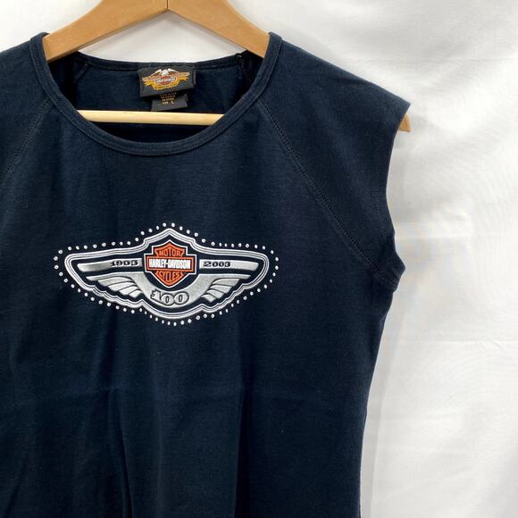 Harley Davidson Black Y2K Cutoff Tee - Picture 2 of 6